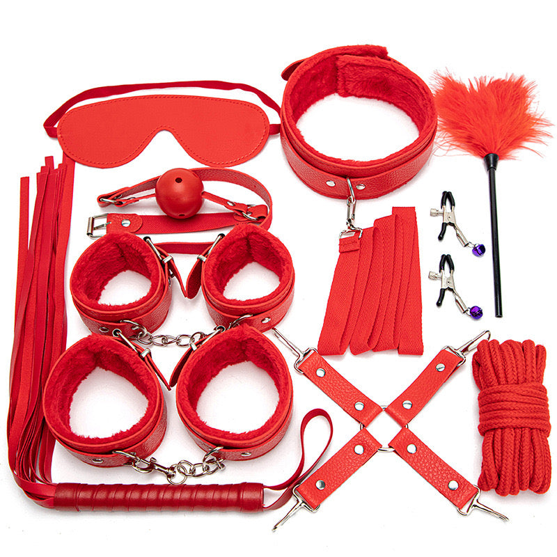 Quick escape plush PVC Leather BDSM SET 10PC 便携PVC皮革BDSM 10件套 1508