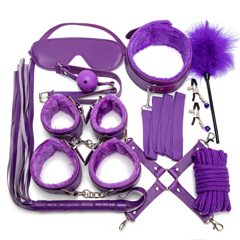 Quick escape plush PVC Leather BDSM SET 10PC 便携PVC皮革BDSM 10件套 1508