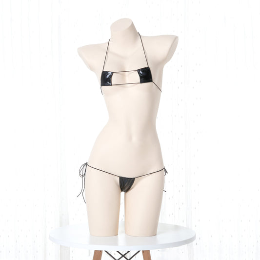 A piece of cloths bra set uniform PU Leather swimming suit v2 一块布PU皮革 v2 1529