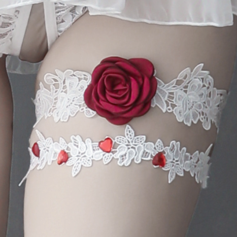 Rose leg belt / leg ring / garter (Black & white)1421