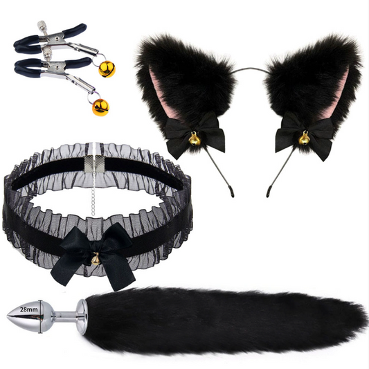 Fox 4pc Set (Head/Collar/Tail/Nipple Clamp) 狐狸套装BDSM 4件套 1442