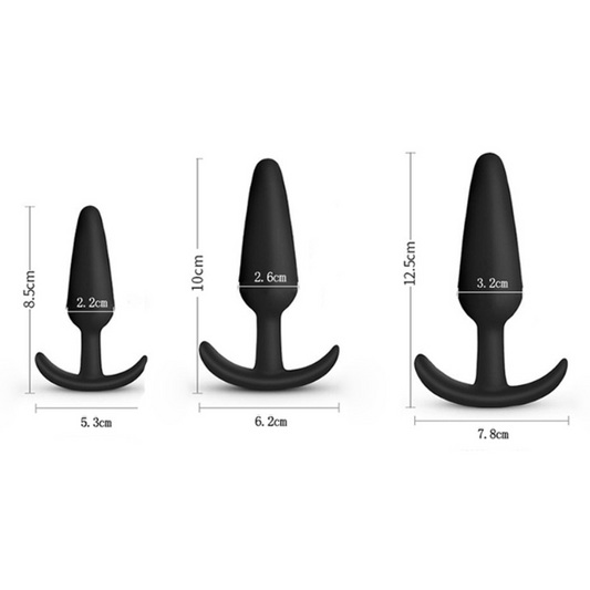 Beginner Anal butt plug silica gel 3pc set 入门硅胶肛塞3件套 BDSM 1443