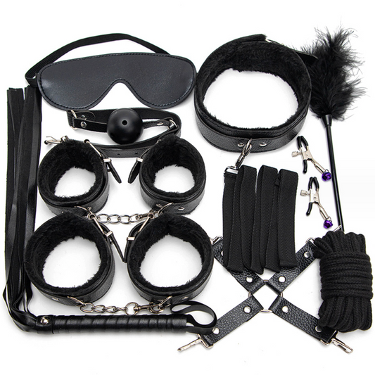 Quick escape plush PVC Leather BDSM SET 10PC 便携PVC皮革BDSM 10件套 1508