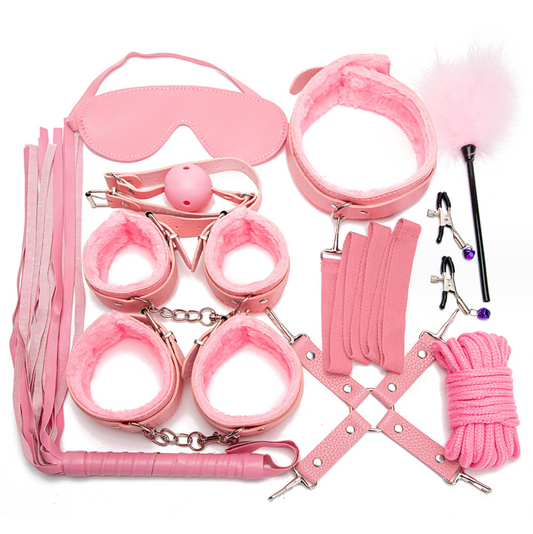 Quick escape plush PVC Leather BDSM SET 10PC 便携PVC皮革BDSM 10件套 1508