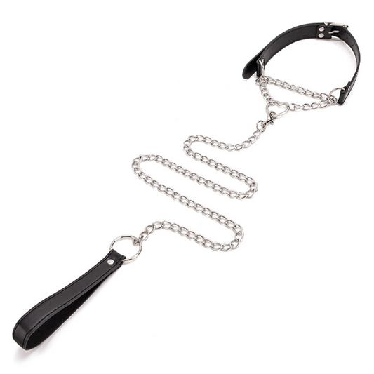 Black Heart Collar/Choker with leash 黑色爱心情趣BDSM 脖套+牵引 1550