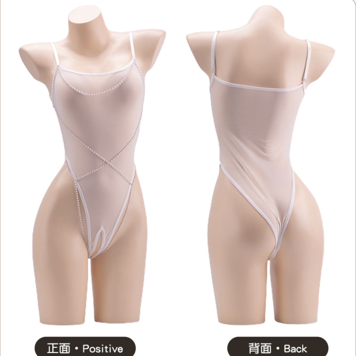 Sexy & Cute White Bodysuit (Open Crotch) 纯欲白色紧身衣 1664