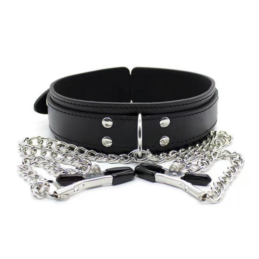 Collar Choker with nipple clamp (Black/Pink) 脖套乳夹情趣BDSM 1684