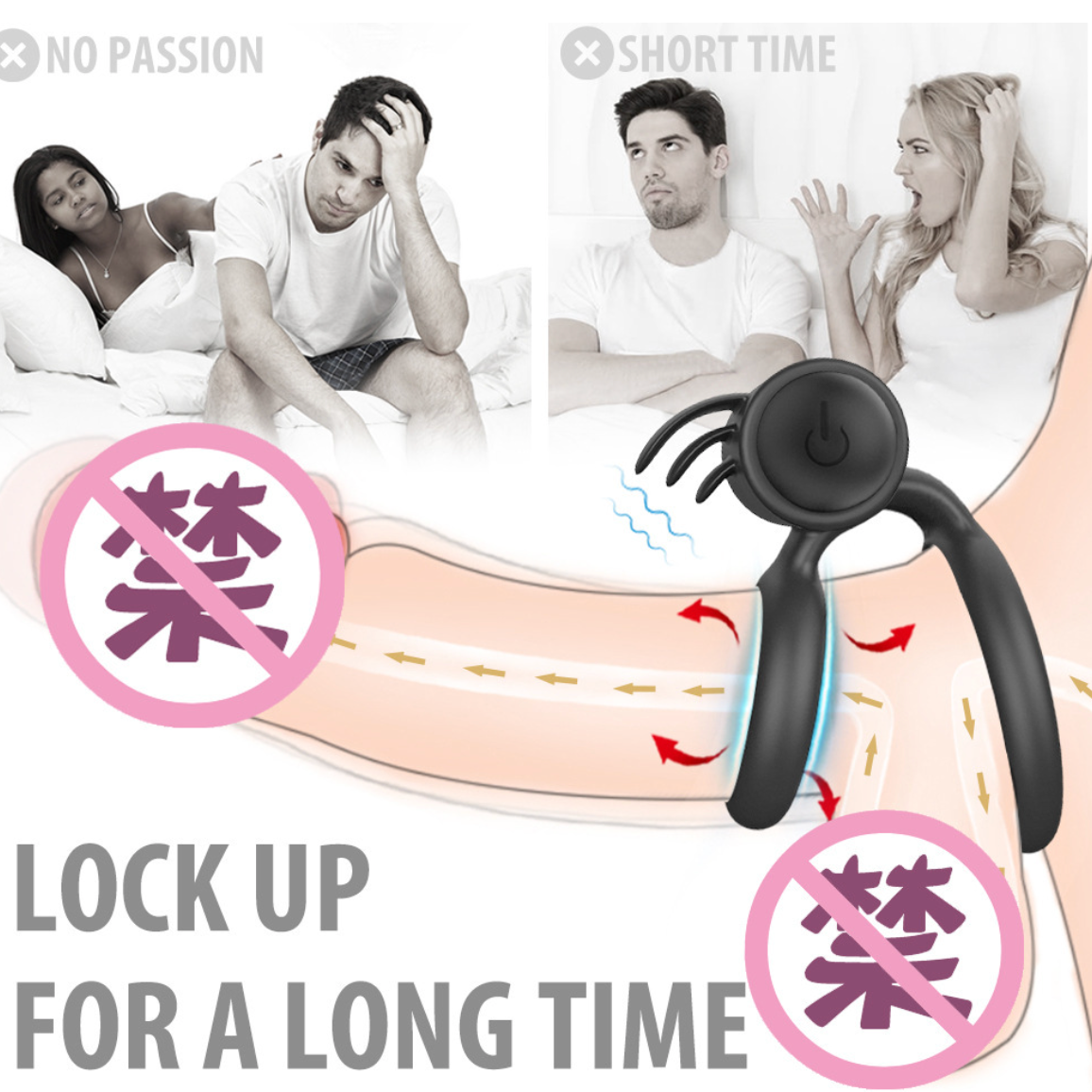 Black penis cock ring vibrator 黑色阴茎震动按摩套 1261