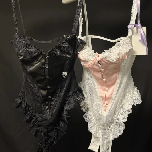 Sugar Baby Lace Lingerie Bodysuit 蕾丝甜心宝贝塑身衣马甲 1709 (Black/White)