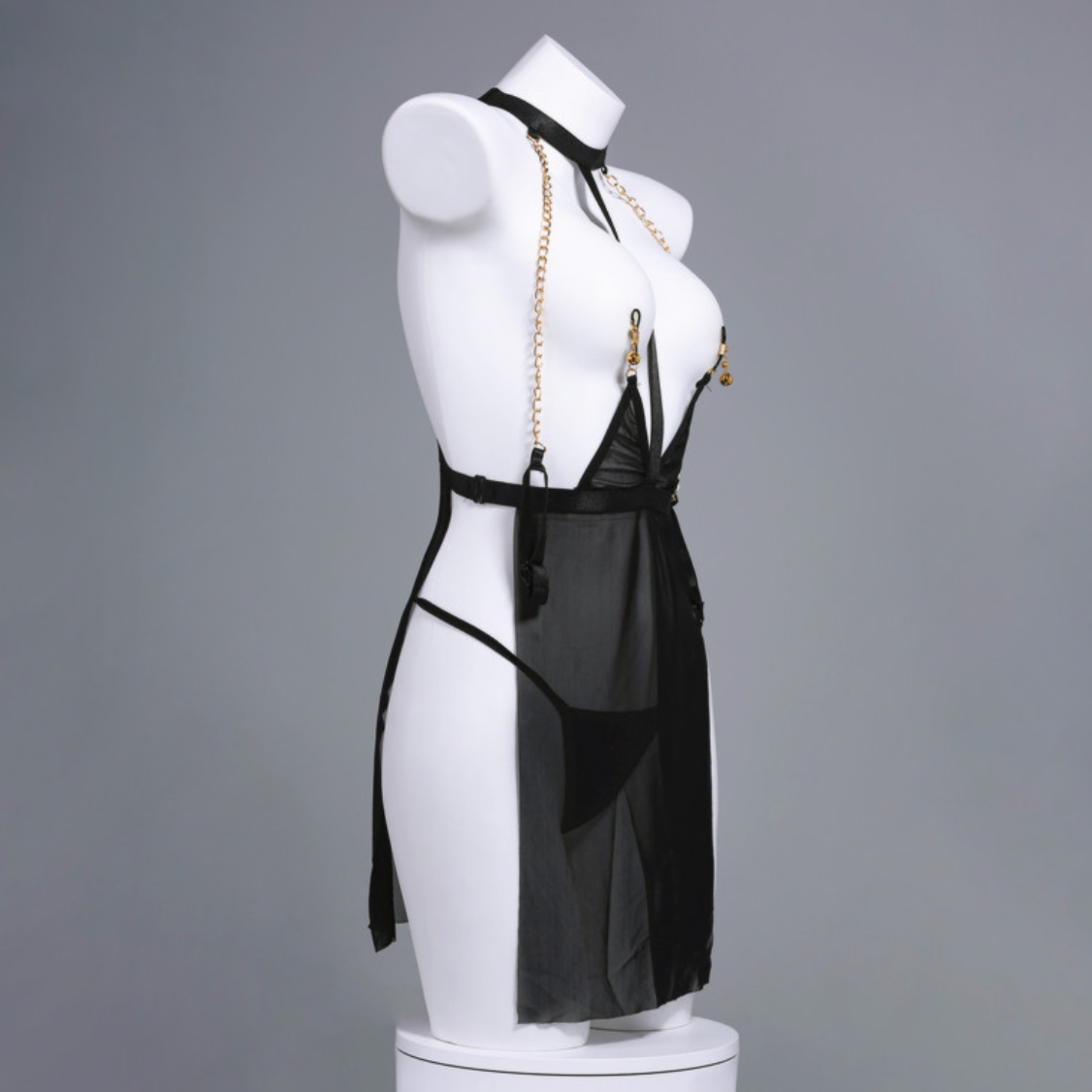 Nightingale Skirt Night Dress w Nipple Clamp 夜莺网纱透视睡裙乳夹 1757