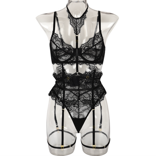 Sophia Lacy 3PC Lingerie Bra Set (Plus Size Suitable) 索菲亚蕾丝花边三点式 1777