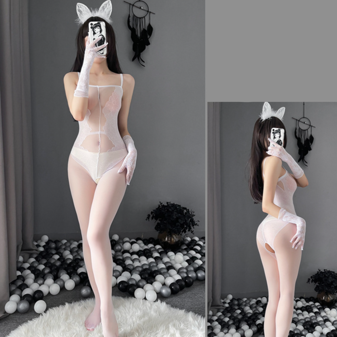 Snow Body Stocking 白雪紧身连体网衣 1825