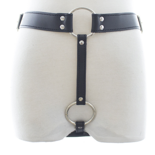 Harness w Cock Ring & Anal Plug for Strap-on 皮革震动阳具裤子 BDSM 1911