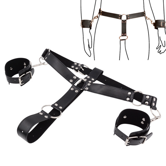 Harness Bondage w Ring & Hand Cuff 束缚捆绑手铐 BDSM  1913