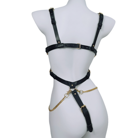 Leather Harness Bondage Open Crotch V13  皮革束缚捆绑镂空开档紧身衣 V13  BDSM  1934