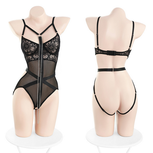 Camellia Open Crotch Bodysuit Lingerie 山茶花紧身衣 2023