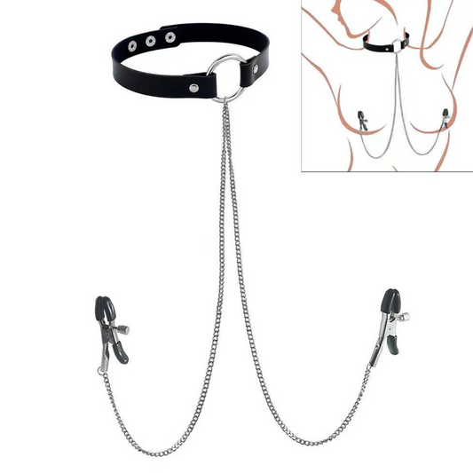 Collar Choker with Nipple Clamp V2 脖套乳夹情趣 V2 BDSM 2028