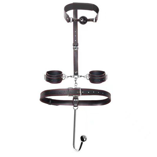 Bondage w Anal Hook & Ball Gag 后庭肛塞手铐&口塞 BDSM 2065