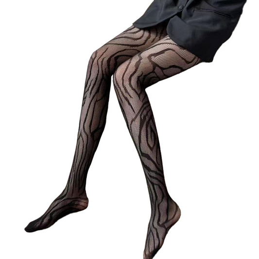 Full Length Stocking -Tiger Print 线条黑色长筒丝袜 2091