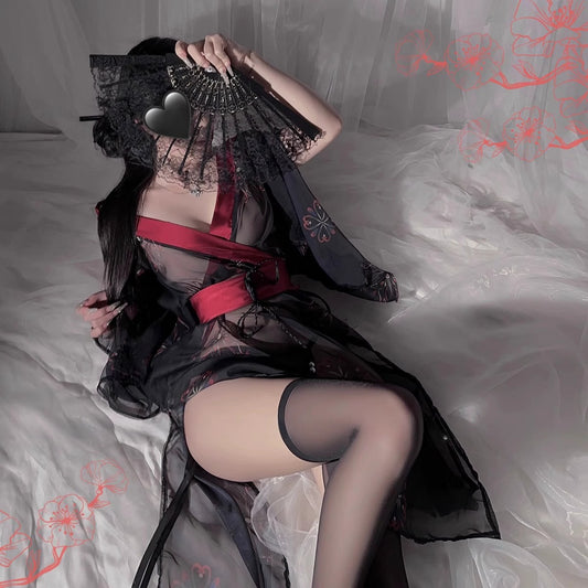 Chinese Qipao Costume Uniform v9 纯欲透视旗袍绣花制服 v9 2352