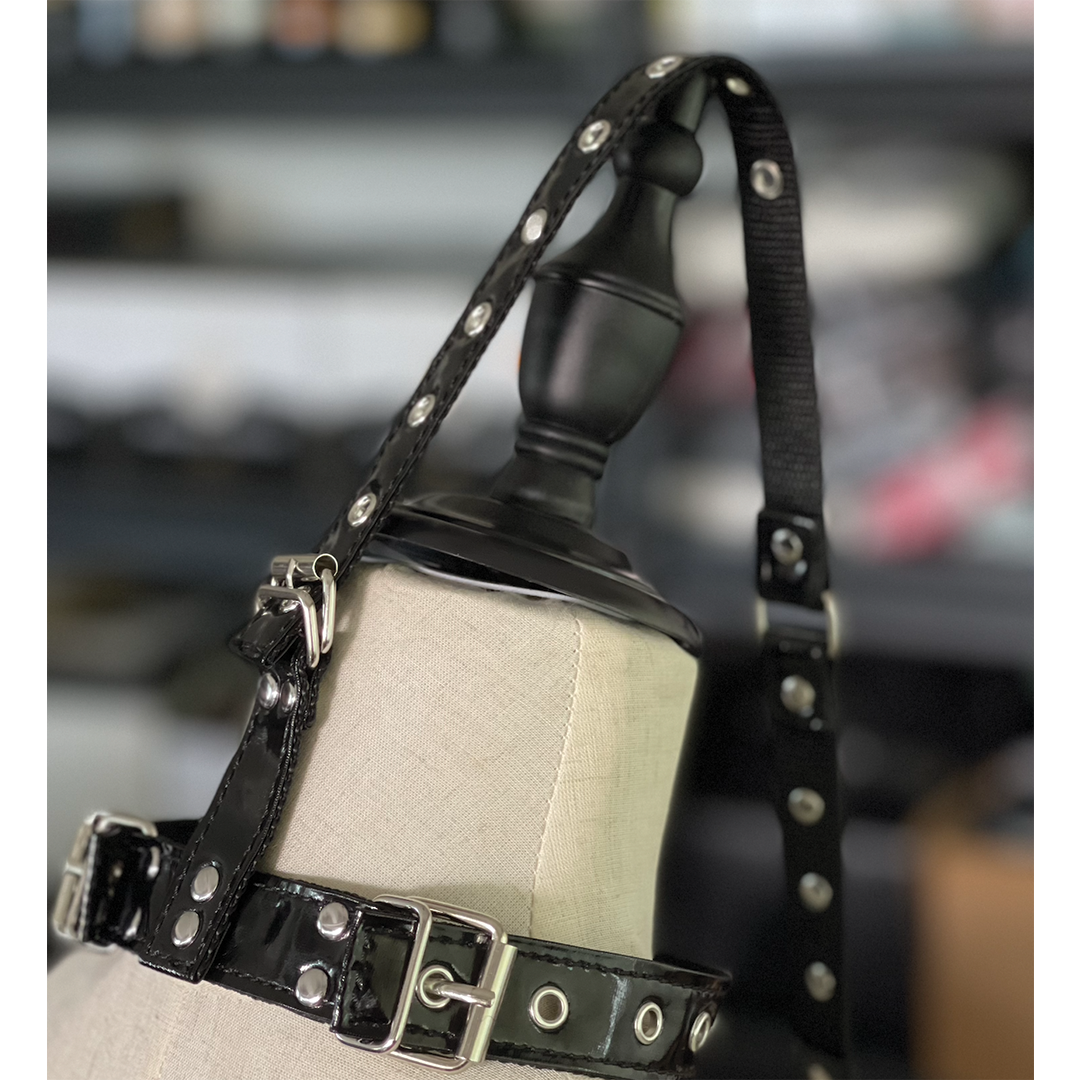 Leather Face Mask w nose & choker/collar 鼻勾面部束缚 BDSM 1203
