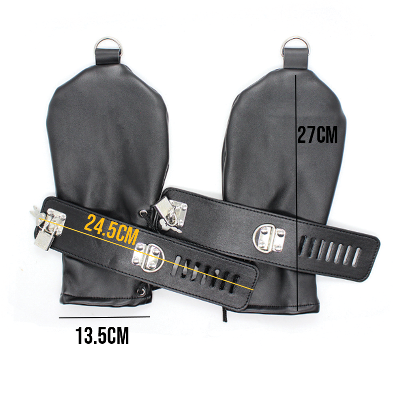 Black leather hand restraint pet dog play(X1 Pair) 皮革狗掌束缚调教BDSM 1252