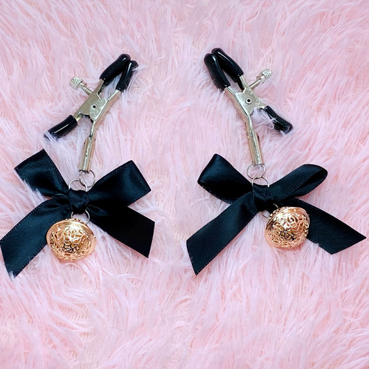 Nipple clamp with rose gold bell 乳夹玫瑰金铃铛BDSM  1062
