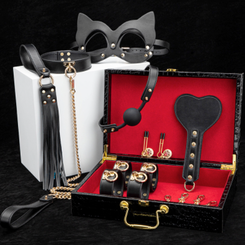 Elegant leather 8PC set 便携真皮BDSM  8件套 1057