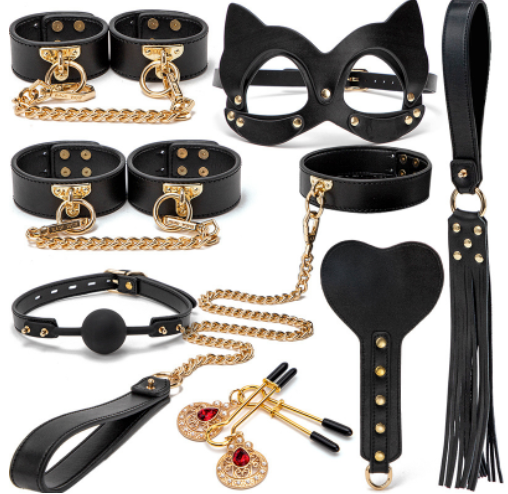 Elegant leather 8PC set 便携真皮BDSM  8件套 1057