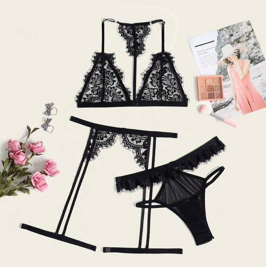Lace lingerie 3pc set (Plus size suitable) 性感3件套内衣 1136