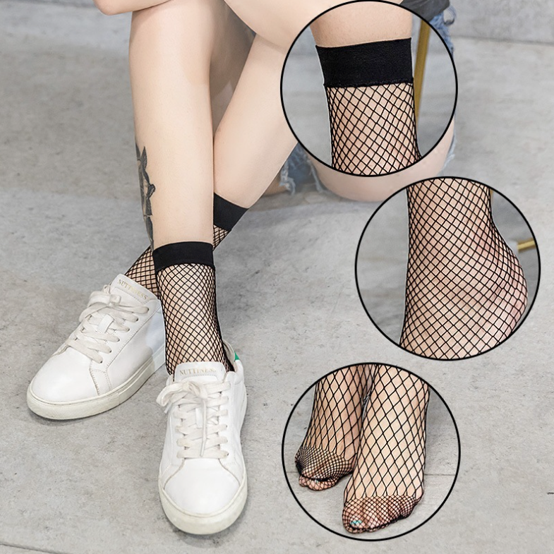 Fishnet Short Socks (Options) 黑色少女渔网短款袜子 1157