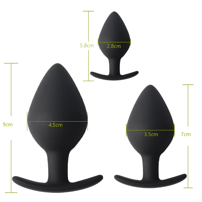 Anal butt plug silica gel 3pc set 硅胶肛塞3件套 BDSM 1198