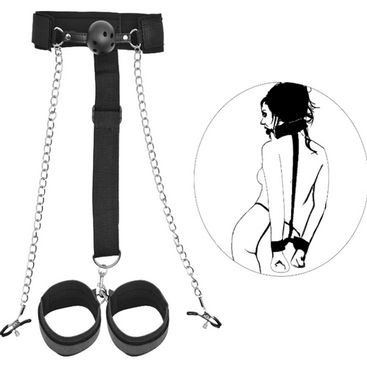 Bondage & Restraint w Nipple Clamp V5 捆绑束缚乳夹反手铐V5 BDSM 1182