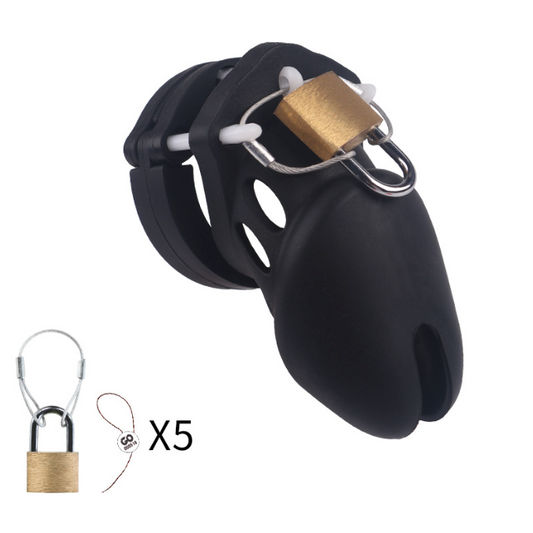 Rubber chastity cuckold device male cage (Black/ Pink) 橡胶贞操男用 BDSM 1230