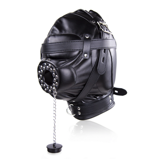 Head Gear Leather Face Mask Restraint 皮革头部封闭口塞束缚调教BDSM 1253