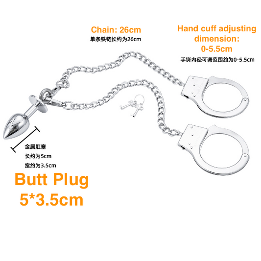 Anal Bead Butt Toy with Hand Cuff Bondage 后庭肛塞手铐 BDSM 1381