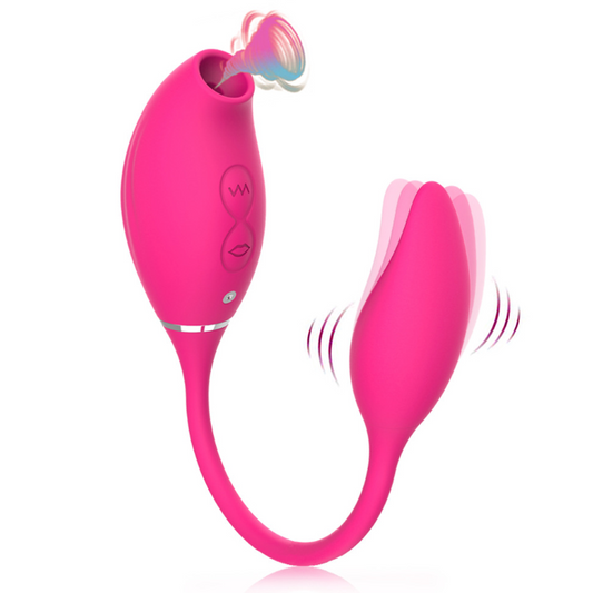 Spoon sucking & licking couple duo play vibrator 双头吸吮震动器跳蛋 1386