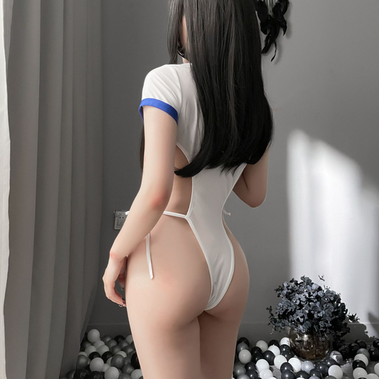 Swimming suit costume white V6 白色死库泳装 V6 1411