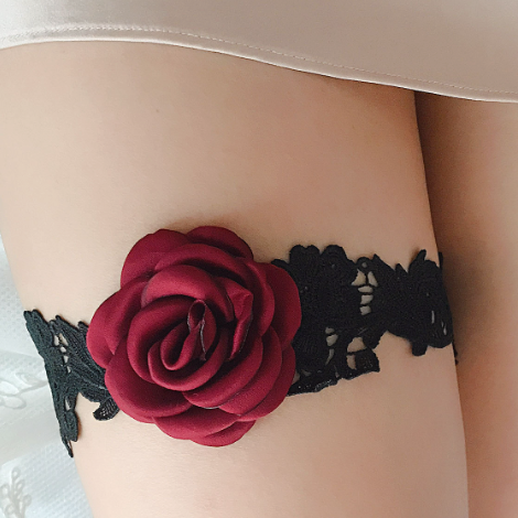 Rose leg belt / leg ring / grater (Black & white)1421