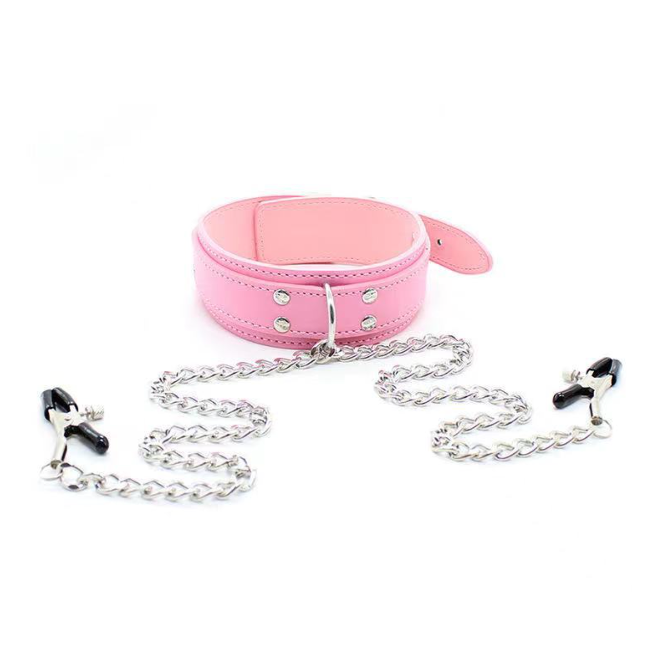 Collar with nipple clamp BDSM (Black/Pink) 脖套乳夹情趣BDSM 1684