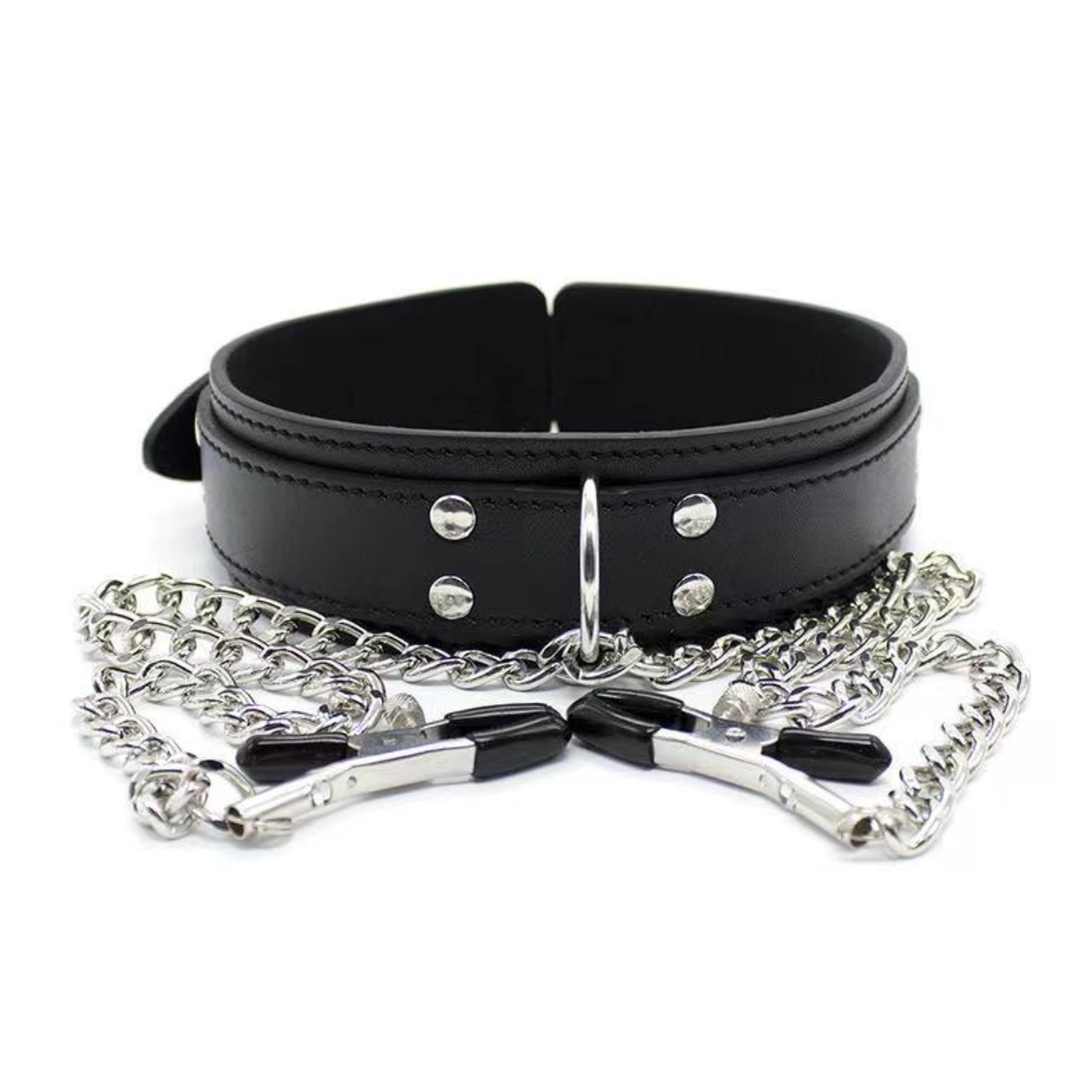 Collar with nipple clamp BDSM (Black/Pink) 脖套乳夹情趣BDSM 1684