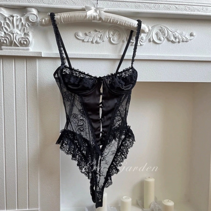 Sugar Baby Lace Lingerie Bodysuit 蕾丝甜心宝贝塑身衣马甲 1709 (Black/White)