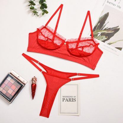 Black lacy lingerie bikini 2pc set (Plus Size Suitable) 黑色蕾丝2件套三点式内衣 1127