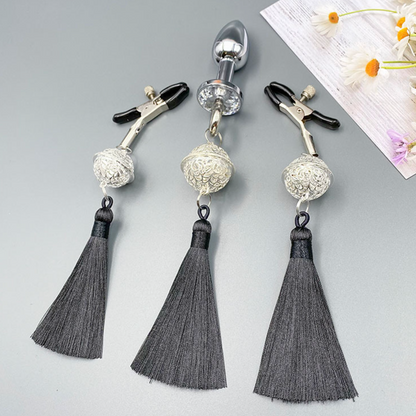 Nipple Clamp w Bell & Butt Plug 流苏铃铛乳夹x肛塞 BDSM 1919