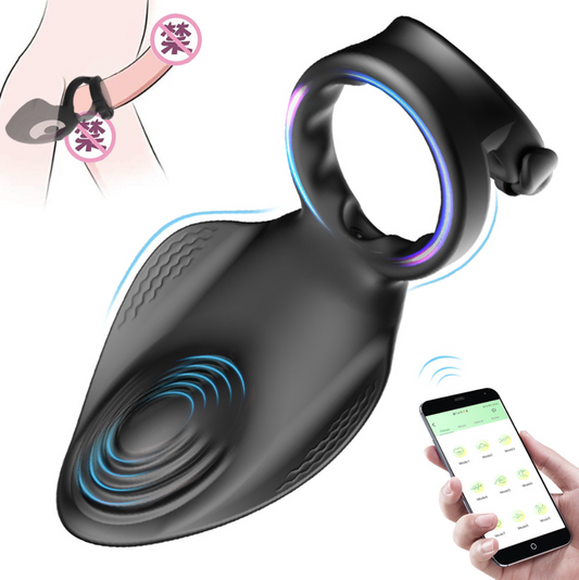 APP Control Remote Vibrating Cock Ring 黑色APP遥控震动锁精环 1946