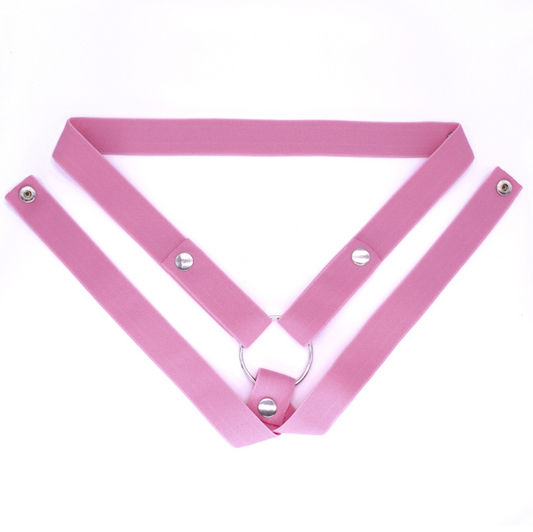 Cuckold Cage Stripe Male Anti-slipping v2 男用贞洁笼辅助带弹性防下坠 V2 BDSM  (Black/Pink) 2095