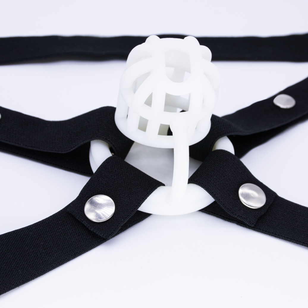 Cuckold Cage Stripe Male Anti-slipping v2 男用贞洁笼辅助带弹性防下坠 V2 BDSM  (Black/Pink) 2095