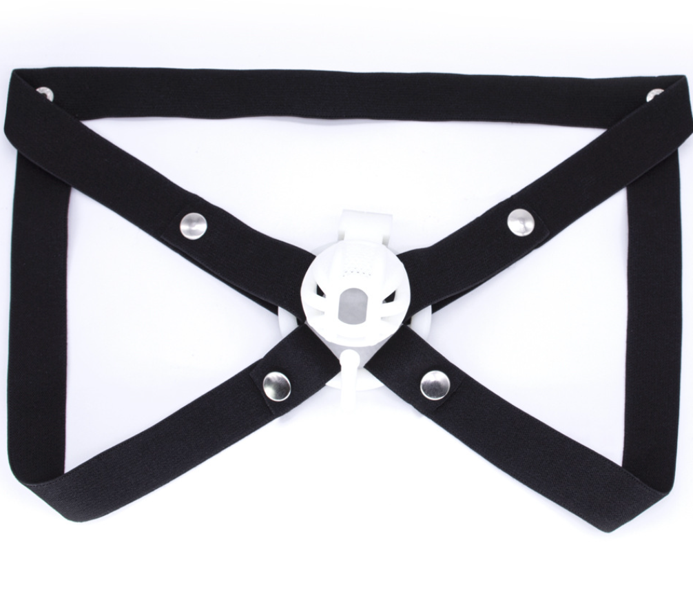 Cuckold Cage Stripe Male Anti-slipping v2 男用贞洁笼辅助带弹性防下坠 V2 BDSM  (Black/Pink) 2095