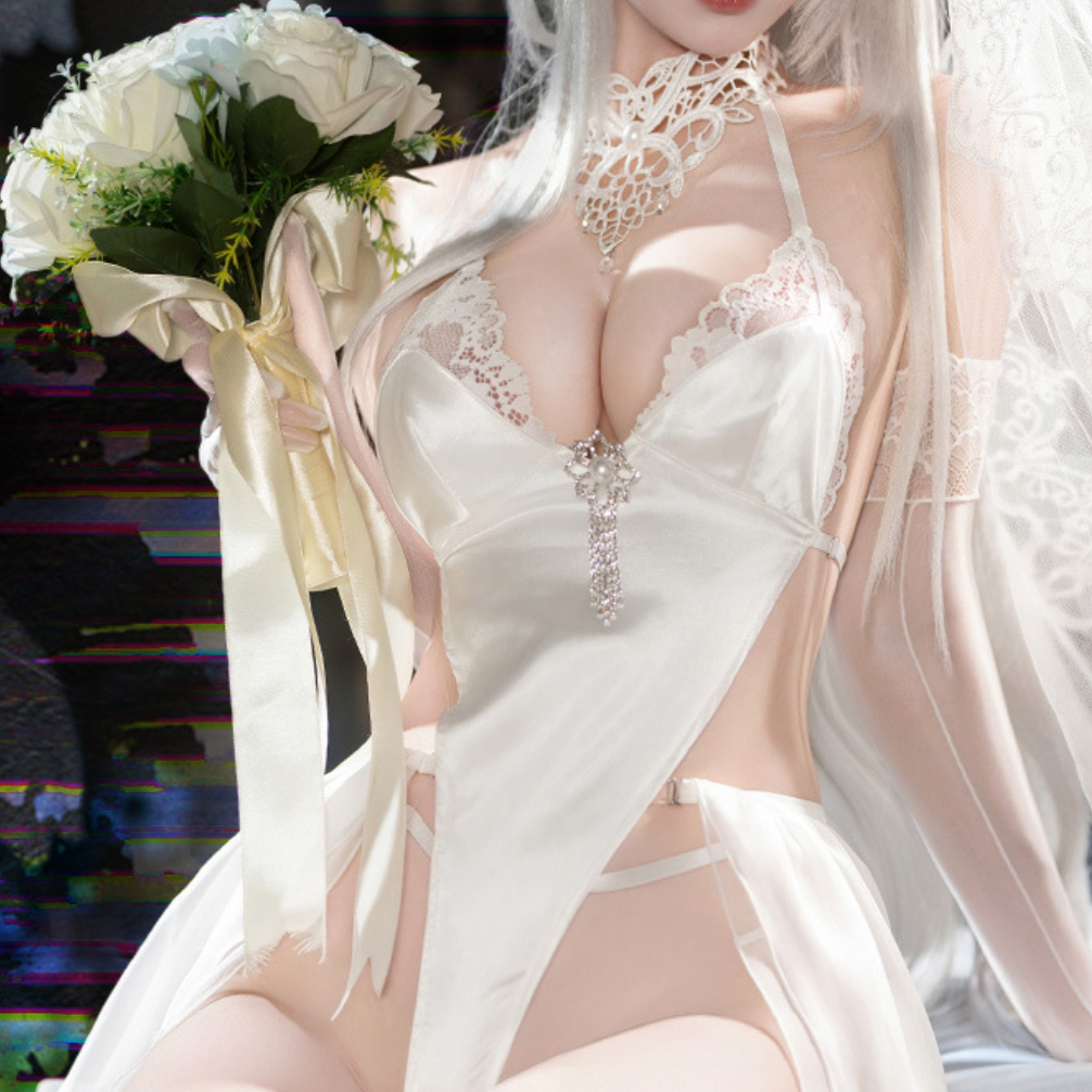 Bride wedding white costume uniform V4 白色婚纱制服 V4 2157