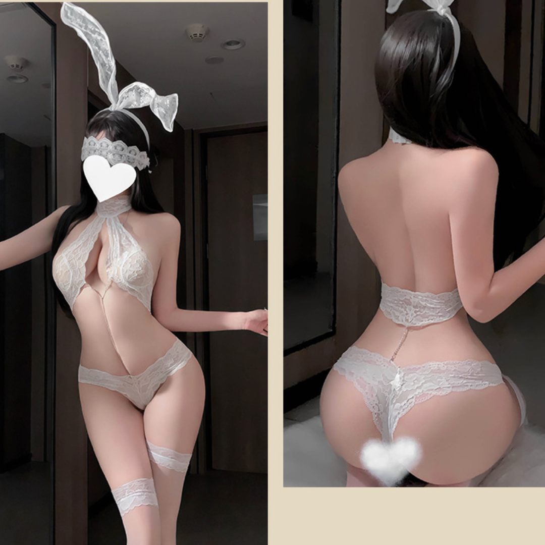Desire Bra & Panties Hollow Bodysuit  V3 纯欲镂空比基尼套装 2165